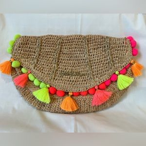 Fun Lilly Pulitzer Clutch with Tassels and Pompoms!